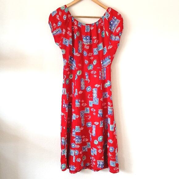 Vintage Romeo Romeo Rayon Red Floral 90s Print Sundress - Picture 2 of 6